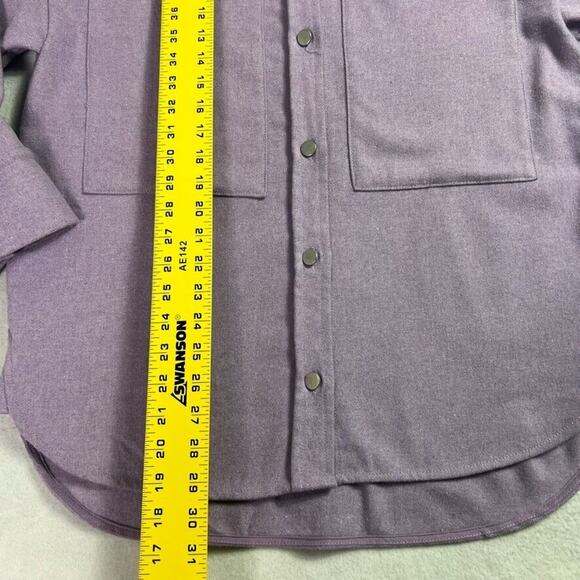 ZARA Shacket Womens XS Purple Wool Blend Long Sleeve Wide Pockets Button Up - Picture 3 of 6